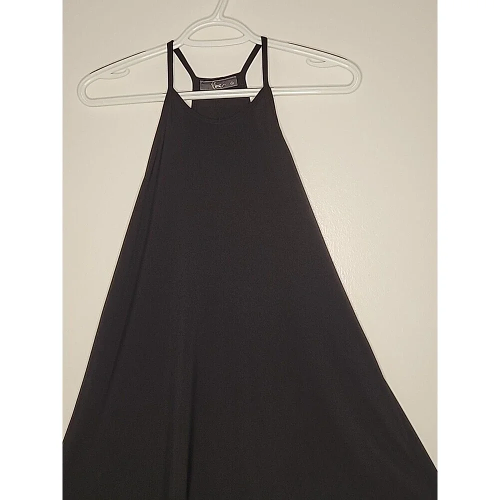 WOMENS Piner Black Dress Spaghetti Straps Extra Short Night Club Dress